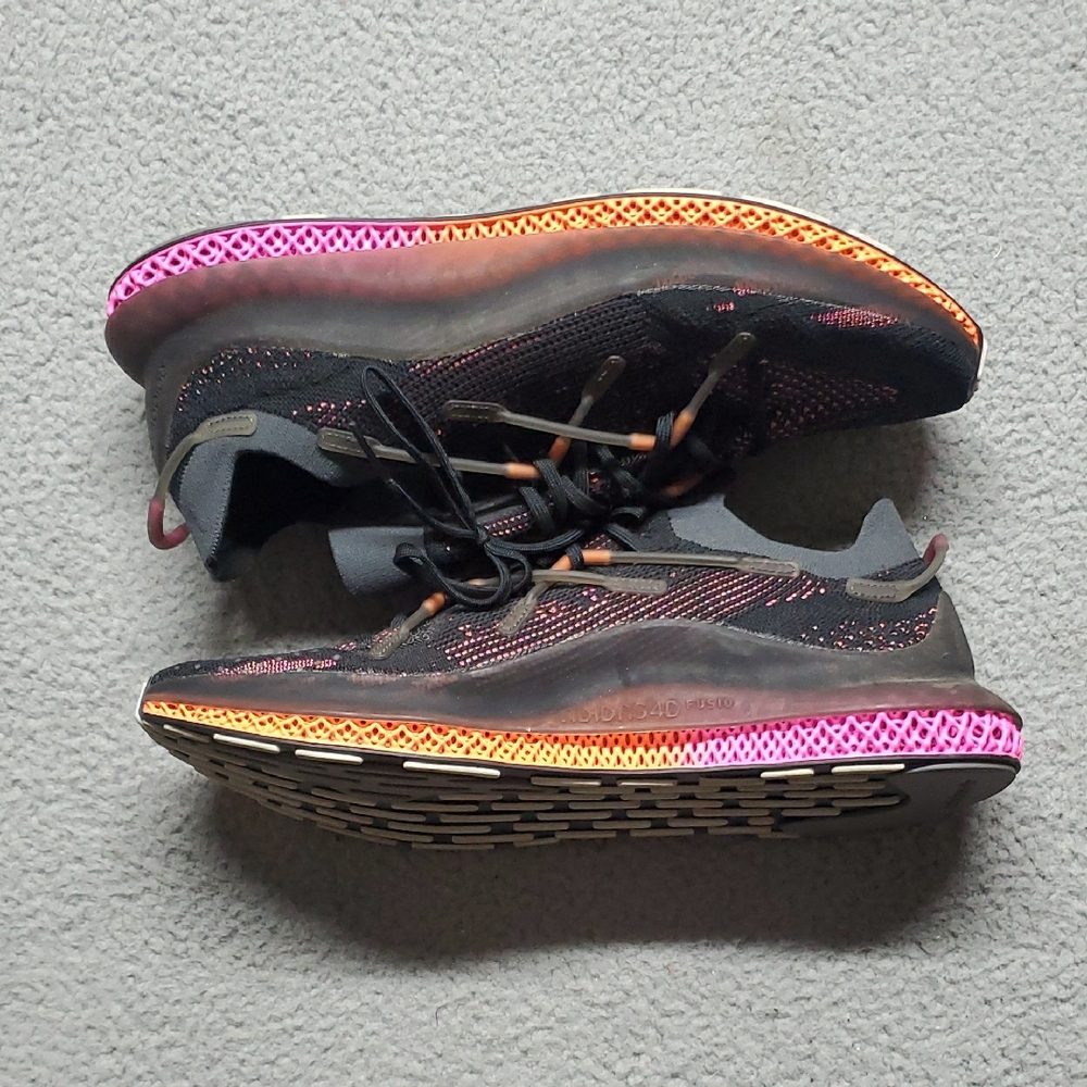 adidas Men's Black Knit Sneakers with Pink and Orange Accents Size 14 - Picture 6 of 10